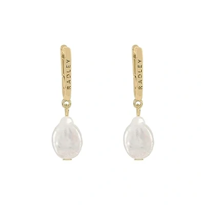 Image of Radley Women&#039;s Gold Plated Genuine Freshwater Pearl Drop Hoop Earrings RYJ1380S