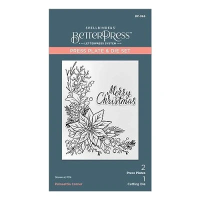 Image of Spellbinders Poinsettia Corner Press Plate &amp; Die Set from The More BetterPress Christmas Collection