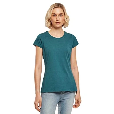 Image of Build Your Brand Women&#039;s Ladies Basic tee T Shirt, Teal, M