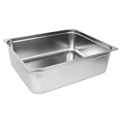 Image of Vogue Stainless Steel GN 2/1 Pan 200mm 650x530mm Food Container Restaurant
