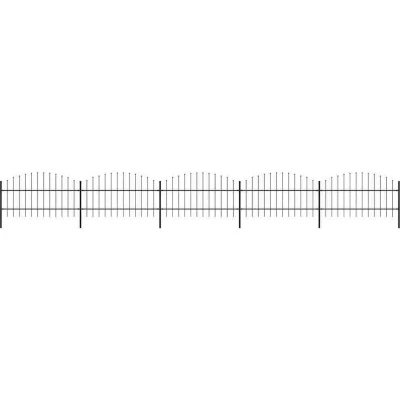 Image of vidaXL Garden Fence with Spear Top Steel (0.75 1)x8.5 m Black
