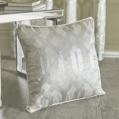 Image of By Caprice Home Claudette Velvet Foil Print Filled Cushion 43 x 43cm in Ivory
