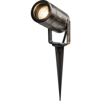 Image of KnightsBridge EAMON 230V IP65 GU10 Polycarbonate Spike light Brushed Brass