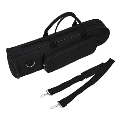 Image of Trumpet Bag, Oxford Cloth Gig Bag Thicken Waterproof Carrying Case with Shoulder Belt (Black)