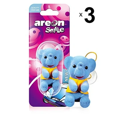 Image of Areon Smile Car Air Freshener New Smell Scent Funny Hanging Blue Elephant Home 3D Pack of 1