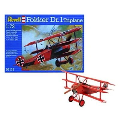 Image of Revell 04116 Fokker DR. 1 Triplane 1:72 Scale Unbuilt/Unpainted Plastic Model Kit, Red