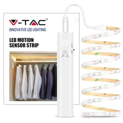 Image of V TAC VT 8082 ww LED Strip Complete Set with Motion Sensor Battery Box 6 1 m Warm White