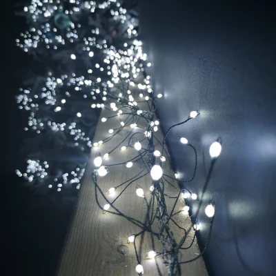 Image of 2.7m White LEDs Green Garland Wire Light Christmas Decoration with Timer