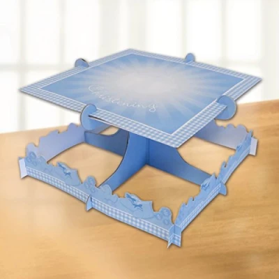 Image of Amscan Christening Blue Booties Square Cake Stands