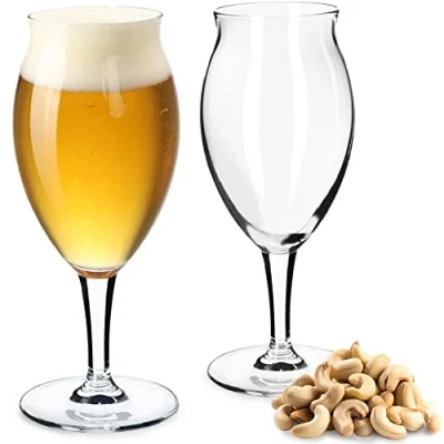 Image of KADAX Stemmed Beer Glasses 410 ml, Transparent Pint for Ales, Lagers and Stouts, Large Glassware with Stem Craft (Set of 2)