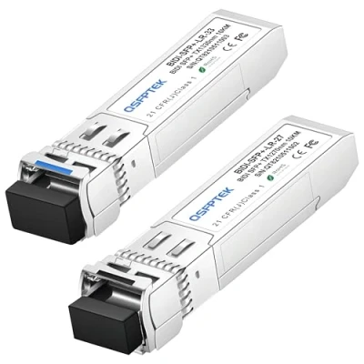 Image of QSFPTEK 10G SFP+ Bidi Transceivers LC Single Mode Module for Cisco SFP BXD I (1330nm TX/1270nm RX) / BXU (1270nm TX/1330nm RX),10KM, with DDM 1 Pair
