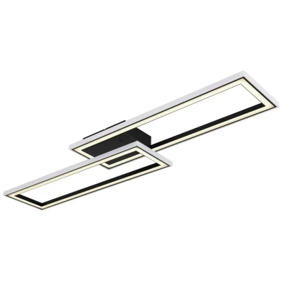 Image of Mirella Integrated LED Semi Flush Ceiling Light Matt Black Dimmable 2700 6500K Remote Control Timer