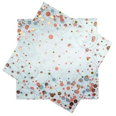 Image of Oaktree Sparkling Fizz Rose Gold 33cm x 3 ply Napkins 16pcs