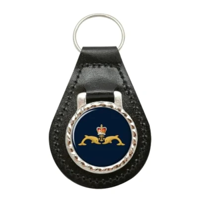 Image of Giftshop UK Royal Navy Submarine Service Leather Key Fob
