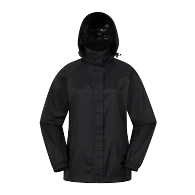 Image of Mountain Warehouse Pakka Womens Waterproof Packable Jacket Foldaway Hood Jacket, Ladies Coat, Lightweight Rain For Autumn Winter, Walking, Travelling Black Women&#039;s Size 14