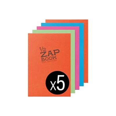 Image of Clairefontaine 8366C Glued Notebook 1/2 Zap Book 80 Sheets 100% Recycled Sketch Paper A5 14.8x21 cm 80g Random Cover Colours Pack of 5 Notebooks