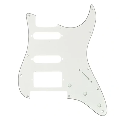 Image of Musiclily Pro 11 Hole HSS Strat Pickguard Modern Style Scratch Plate for American/Mexican Fender Stratocaster Floyd Rose Bridge Cut Electric Guitar, 3Ply Parchment