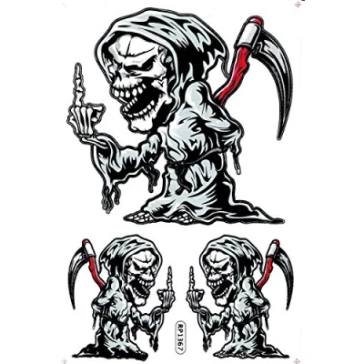 Image of Reaper Skull Dead Grey Decal Sticker Tuning Racing Sheet Size: 27 x 18 cm for Car or Motorbike
