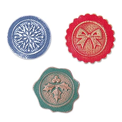 Image of Sizzix Switchlits Embossing Folder Seasonal Seals by Kath Breen, 665356, Multicolour, One Size