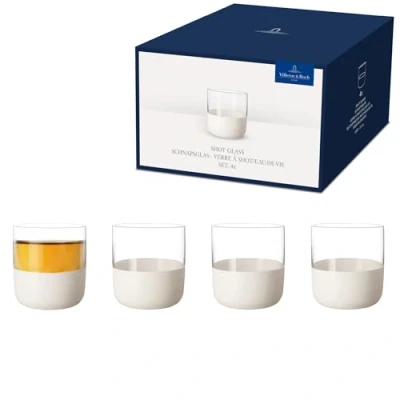 Image of Villeroy &amp; Boch Manufacture Rock Blanc Set of 4 Shot Glasses