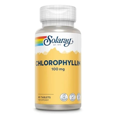 Image of Chlorophyll 60 Vegan Tablets not Capsules High Strength Chlorophyllin Supplement from Sodium Copper Lab Verified Solaray