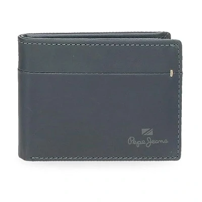 Image of Pepe Jeans Staple Horizontal Wallet with Purse Blue 11 x 8 1 cm Leather, Blue, One Size, Coin