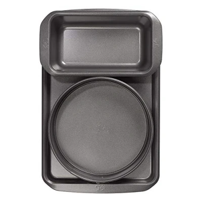 Image of Tala 10A11621 Essential Non stick Baking Set Includes 20 cm Springform Cake Tin, 2 lb Loaf Tin and Tray Carbon Steel, Wide Flat Handles, Dishwasher Freezer Safe Tins, Grey