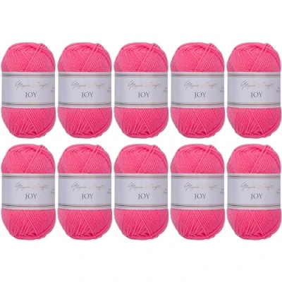 Image of Utopia Crafts JOY Plain Knitting and Crochet Yarn, Soft, Easy Care, 100% Polyacrylic, 10 x 50 g Ball, 150 m (Pink Sorbet)