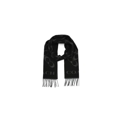 Image of Coach womens Bias Signature C Muffler, Black, One Size