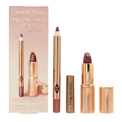 Image of Charlotte Tilbury Pillow Talk Lip Kit 2 Piece Gift Set: Liner 0.8g Lipstick 1.5g