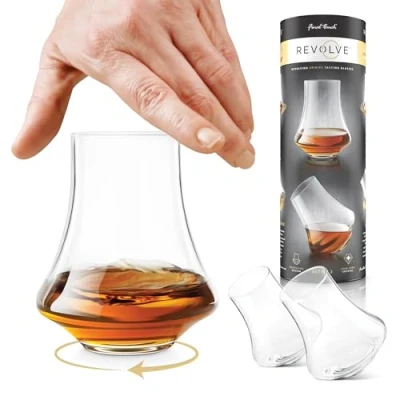 Image of Final Touch Revolve Spinning &amp; Rotating Spirits Tasting Glasses for Whiskey, Gin, Rum, Tequila Other Set of 2 (LFG4142)