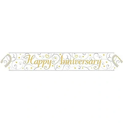 Image of 9ft Banner Happy Anniversary Linked Hearts