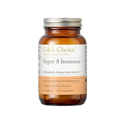 Image of Udo&#039;s Choice Super 8 Immune Probiotics Hi Count Microbiotics with Vitamin C Supports Bowels and Digestive Health, One a Day Probiotics, 42 Billion Cell Microbiotic Strains 30 Capsules