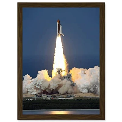 Image of Artery8 Shuttle Discovery Launch NASA International Space Station Artwork Framed Wall Art Print A4
