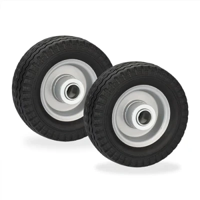 Image of Relaxdays Scooter Wheels, 6x2, Set of 2, Solid Rubber, Steel Centre, Replacement Tyres, Puncture Proof, 50 kg, Black, 15 x 6 cm