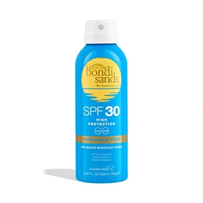 Image of Bondi Sands Fragrance Free Sunscreen Aerosol Mist SPF 30 Non Greasy Broad Spectrum Formula Moisturises, Soothes, and Protects Skin, Water Resistant Up To 4 Hours, Vegan + Cruelty 160g/5.64 Oz