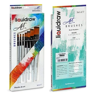 Image of Liquidraw Paint Brushes Set Art For Acrylic, Oil &amp; Watercolour Painting Palette Professional Artist Quality (Flat)