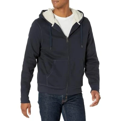 Image of Amazon Essentials Men&#039;s Sherpa Lined Full Zip Fleece Hoodie, Navy, S