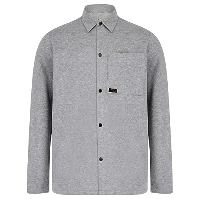 Image of Tokyo Laundry Commander Brushback Fleece Overshirt Jacket in Light Grey Marl S