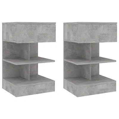 Image of vidaXL 2x Bedside Cabinets Home Bedroom Furniture Accessories Modern Bed Side Storage Stand Cabinet Nightstand Table Chipboard Concrete Grey