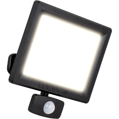 Image of Luceco Essence Multi Position Floodlight with PIR Motion Sensor, 50 Watts, 6000K Colour Temperature, IP65 Rated, Black