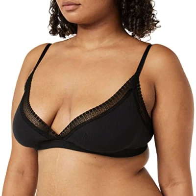 Image of Sloggi Women&#039;s GO Ribbed Bralette Bustier, Black, XL