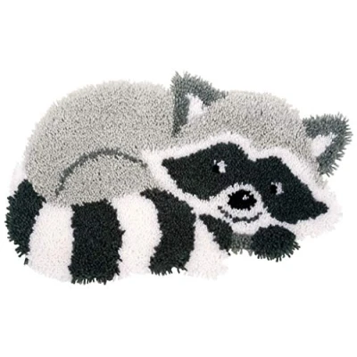Image of Vervaco Latch Hook Shaped Rug: Raccoon, Polyester Cotton, Assorted, 40 x 24 20 cm
