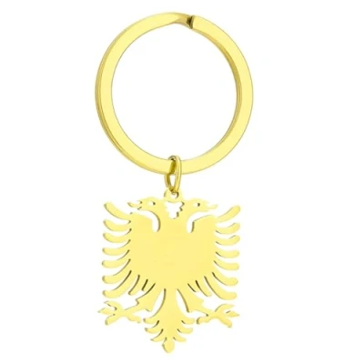 Image of vsilay Stylish Albanian Eagle Keyring Gold/Silver Color Pendant Keychain Unique Ethnic Style Key Rings Accessory for Men Women
