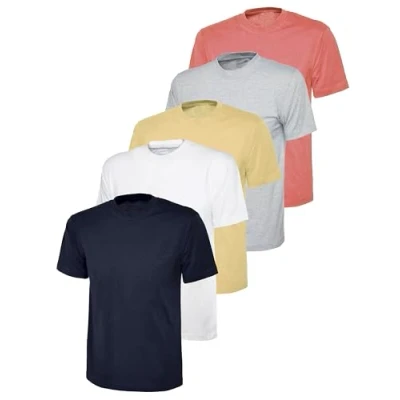 Image of BRAND KRUZE Womens T Shirt Casual Cotton Regular Fit Plain Tee Crew Neck Top Short Sleeve KZLTS141 Tshirt NVY/Gry/WHT/PNK/Nude S (5 Pack)