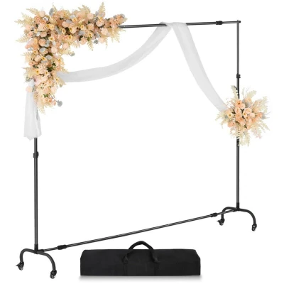 Image of VEVOR Backdrop Stand, 7 x 10 ft Adjustable Photo Stand Kit, Portable Background with Casters, Heavy Duty Movable Projector Screen for Wedding, Studio and Party