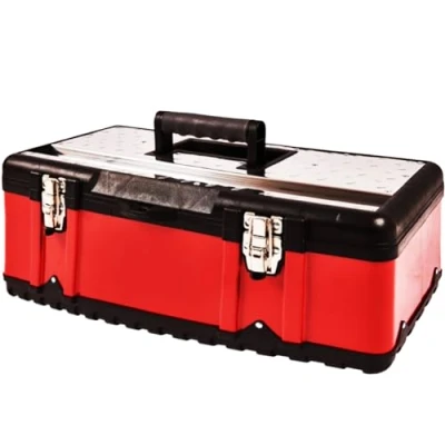 Image of 23 Inch Steel Top Lid Panel Metal Tool Box 585mm Heavy Duty Latch Closures Handle DIY Multi Purpose Contractors Caddy Tray WORKSHOP Tools Storage Garage TOOLBOX UK FREE P&amp;P