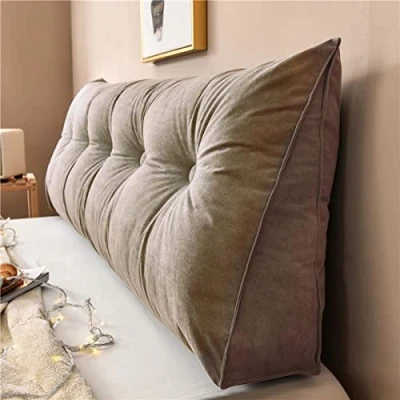 Image of Yanman Large Wedge Pillows Headboard Triangular Rest Reading Pillow, Lumbar Support Cushion Waist Backrest, Soft Sofa Daybed Positioning Bolster, 60x50x20cm