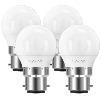 Image of Linkind Bayonet Light Bulb 40w Equivalent,Warm White 2700K, 4.9W 470lm B22d LED Bulbs,G45 Golf Ball Energy Saving Bulbs, Non Dimmable, 4 Pack
