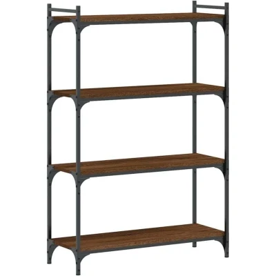 Image of vidaXL Bookcase 4 Tier Brown Oak 80x30x120 cm Engineered Wood